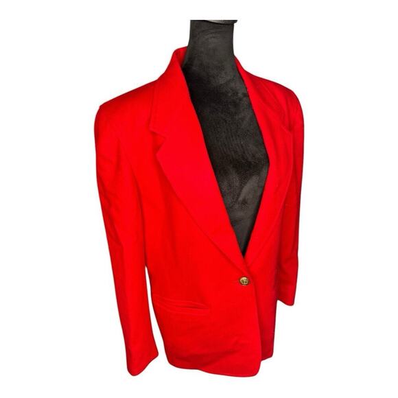 Vintage Lizsport by Liz Claiborne 100% Wool Red Jacket Blazer Lined Size 6 - Picture 5 of 10